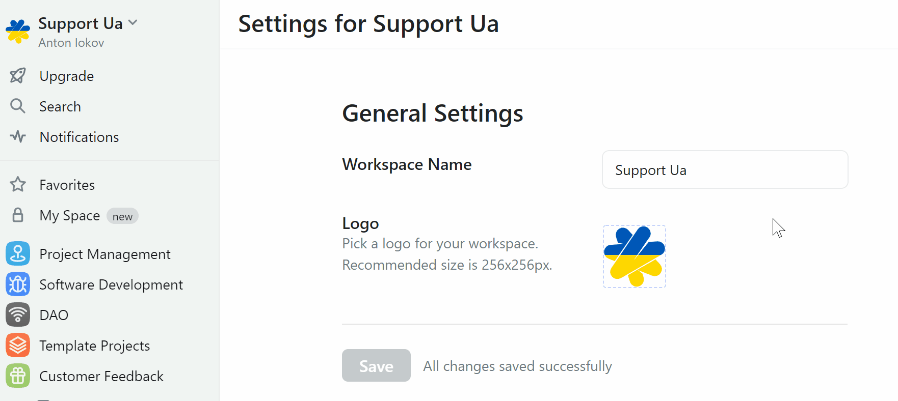 Change workspace name and logo