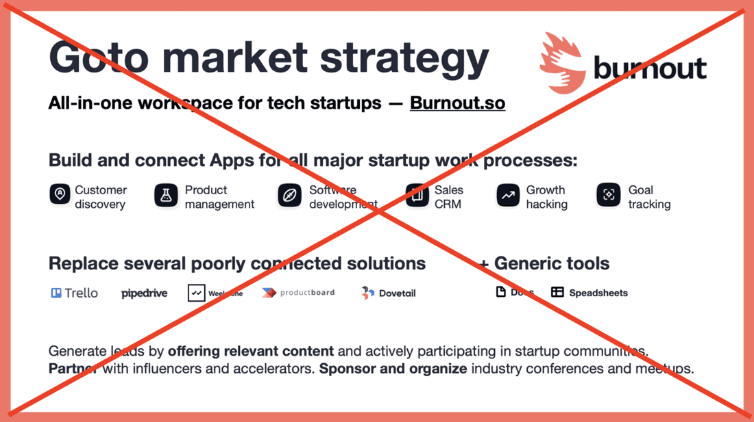 Old go-to-market strategy with a focus on startups.