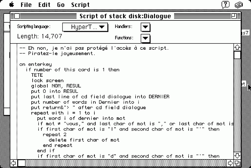 HyperCard script language to program behavior.
