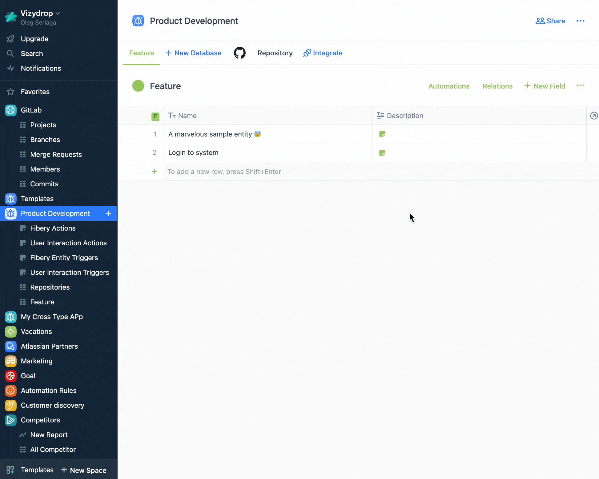 Fibery Automation Rule configuration