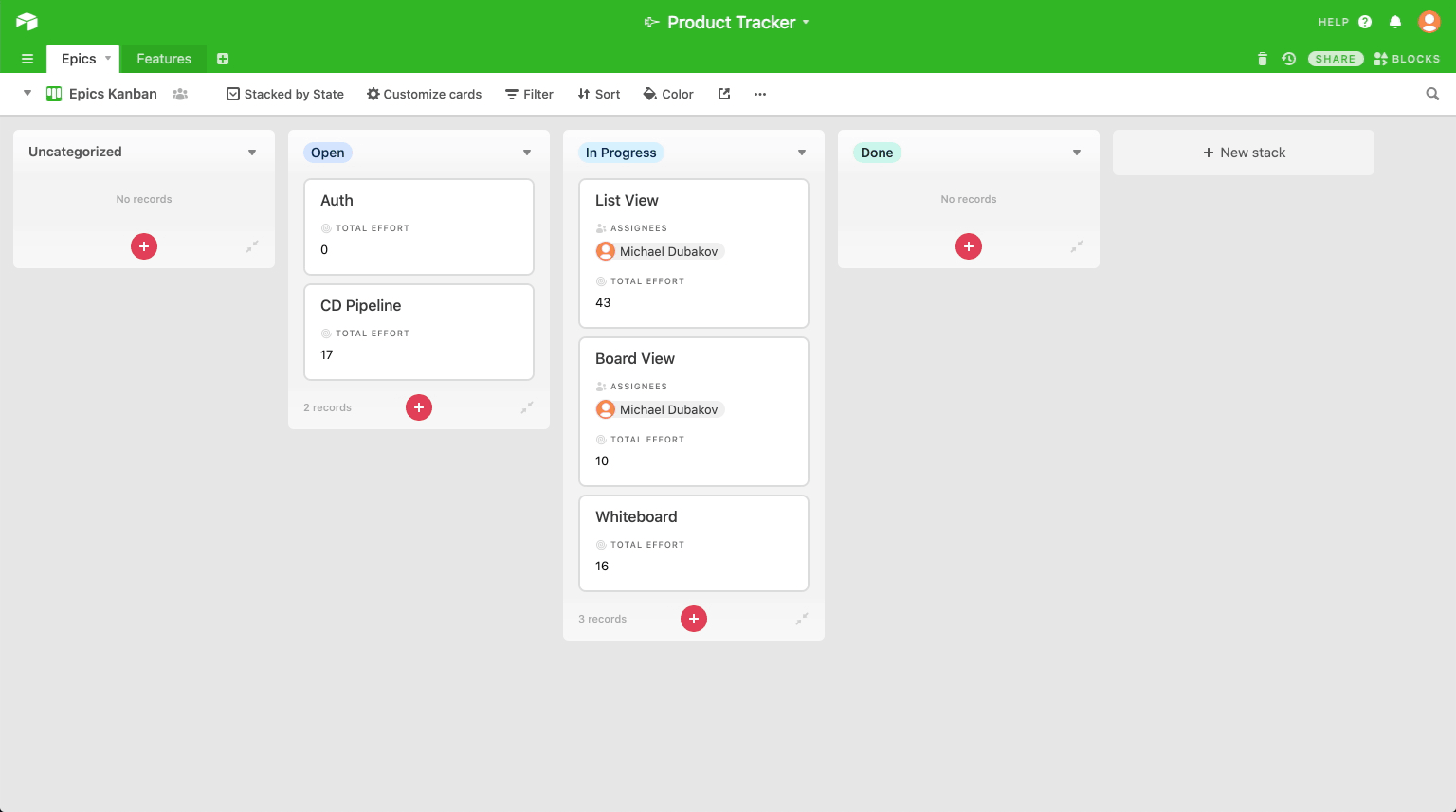 Navigating all views in Product Tracking base.