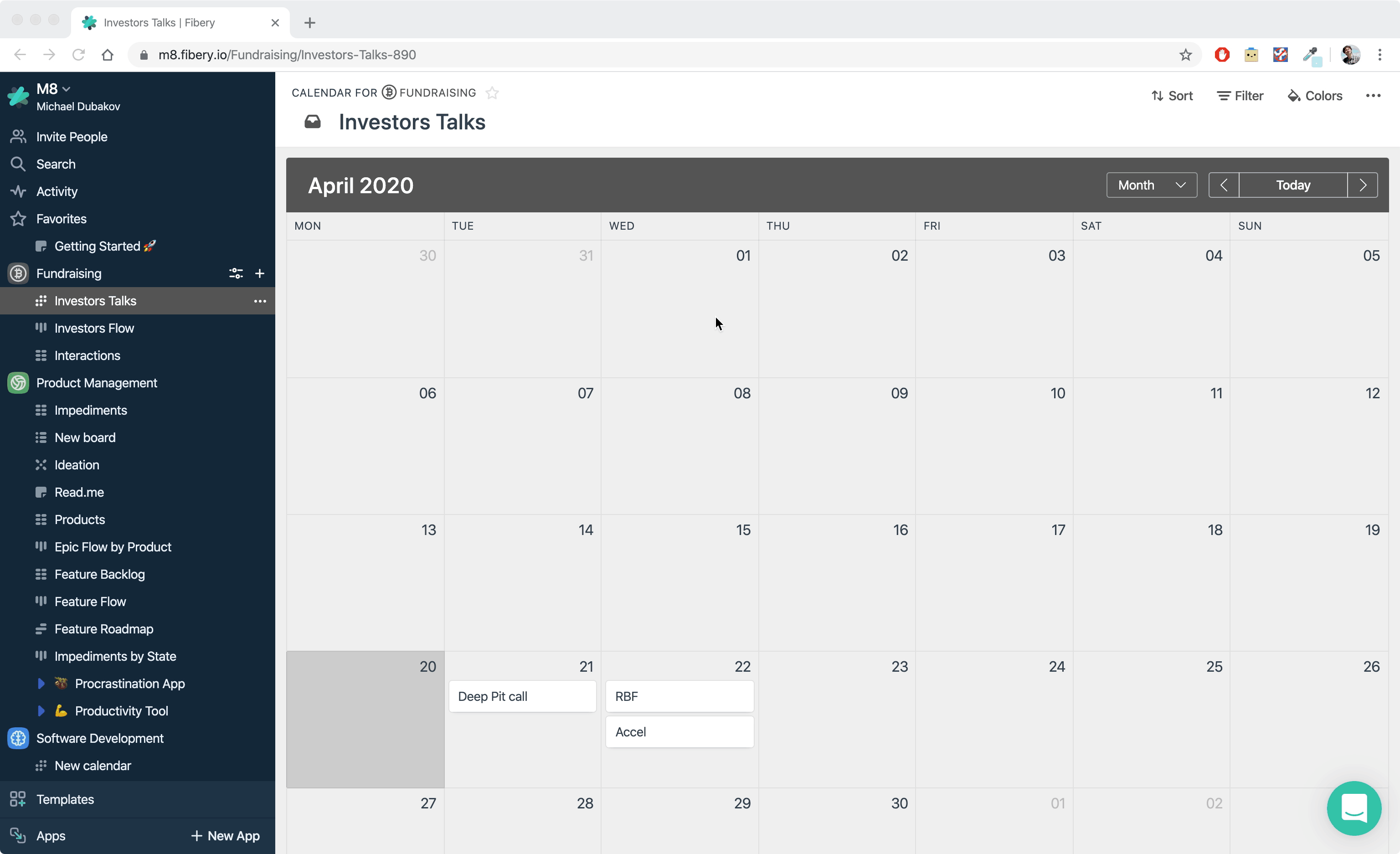 Calendar View in Fibery
