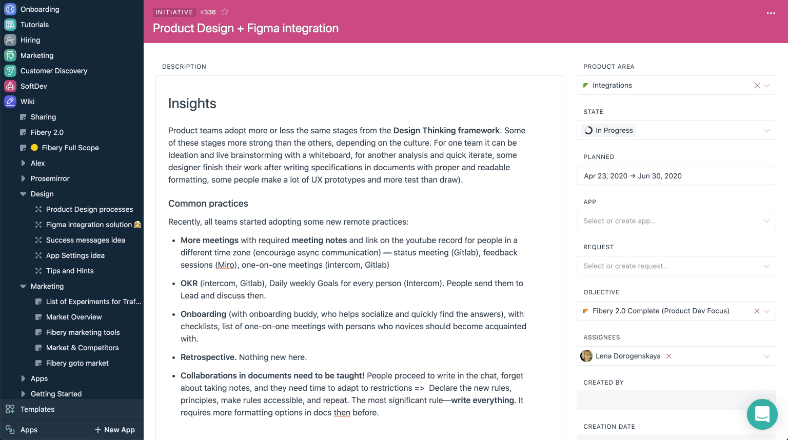 Figma integration specification with a linked prototype. (Single tool!)