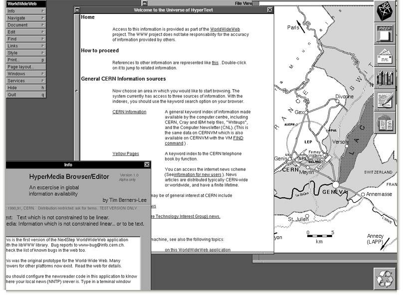 Tim Berners-Lee's original WorldWideWeb browser.