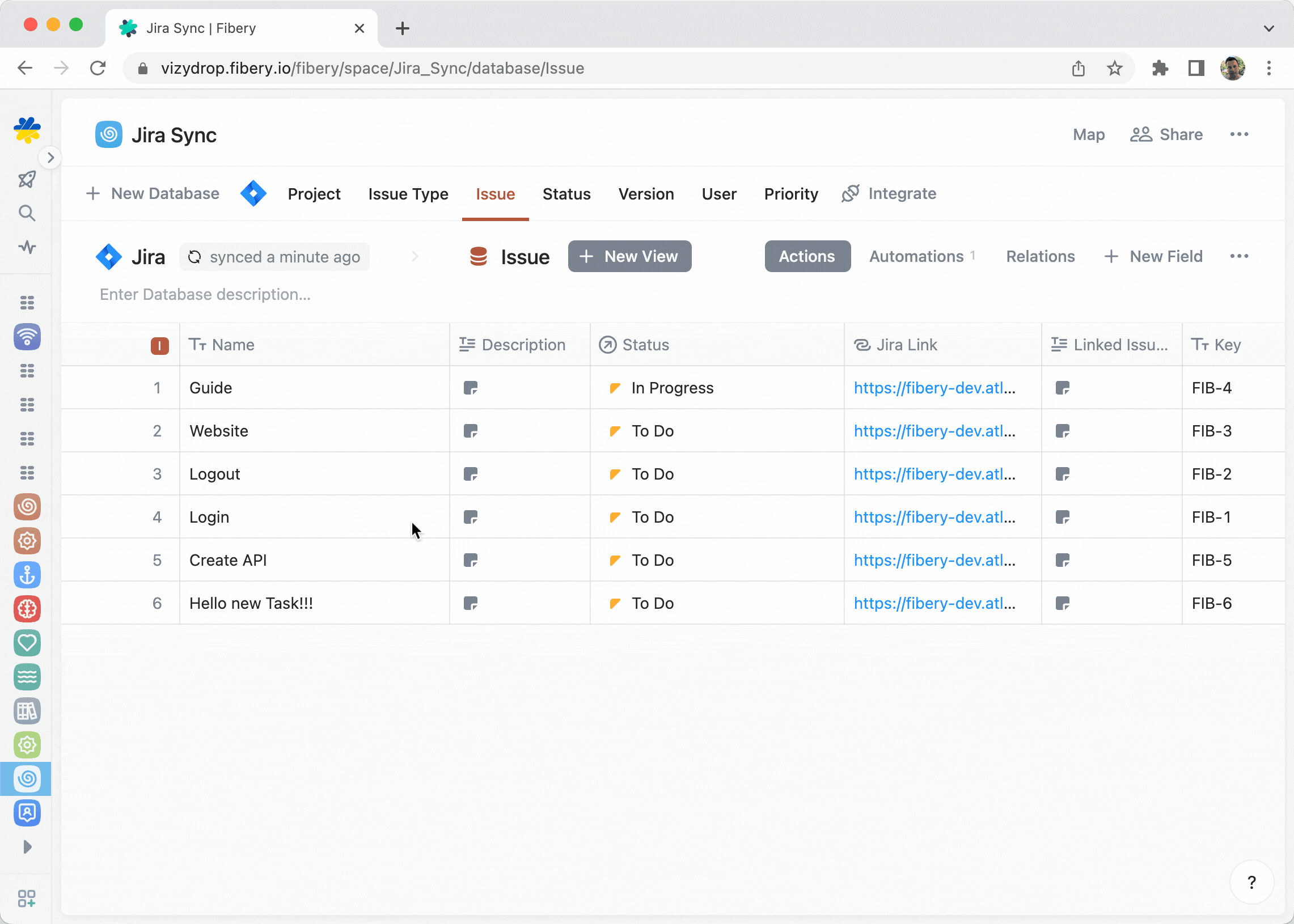 Fibery-Jira two-way sync