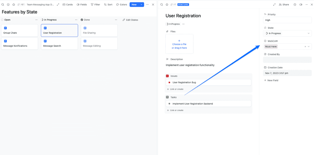 Priority scores assigned to features