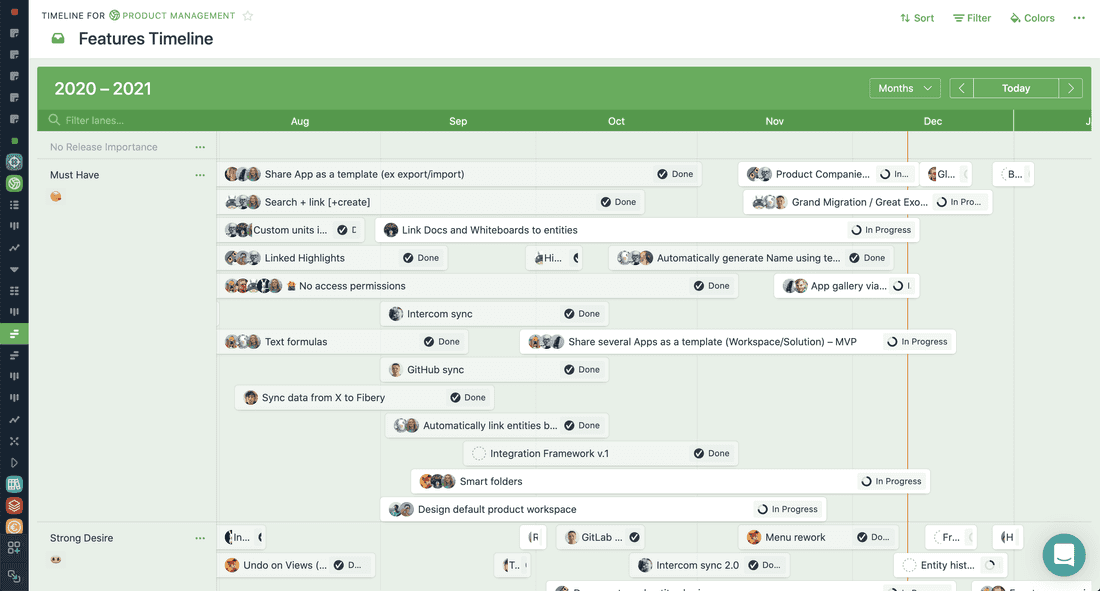 Fibery product roadmap.