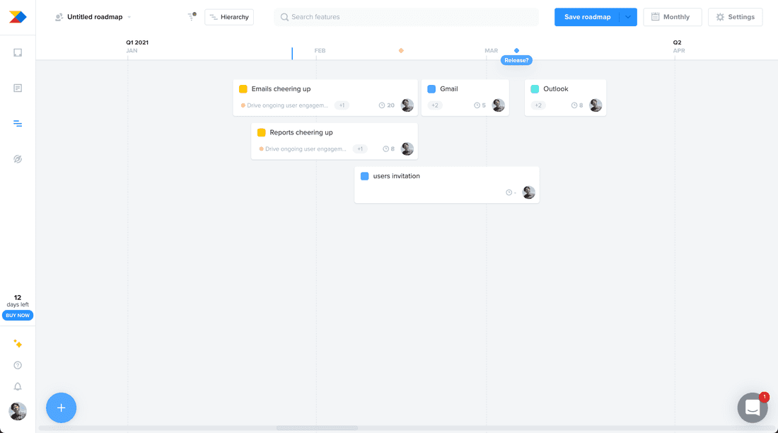 Roadmap in Productboard