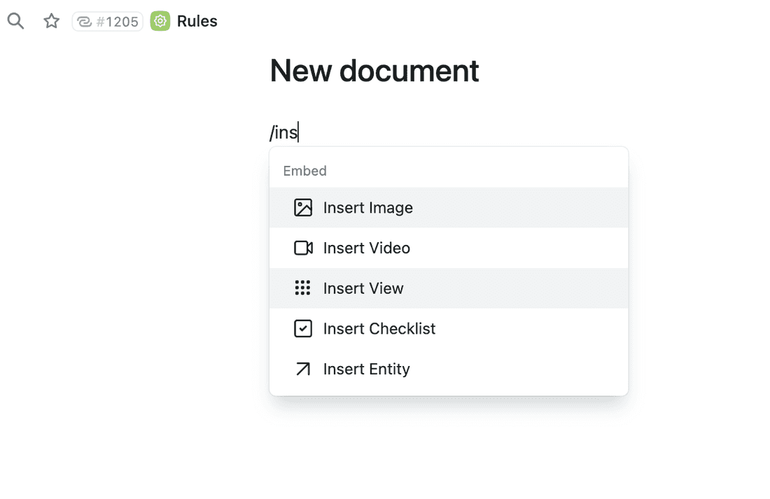 Document with an ability to insert Views (as a block)