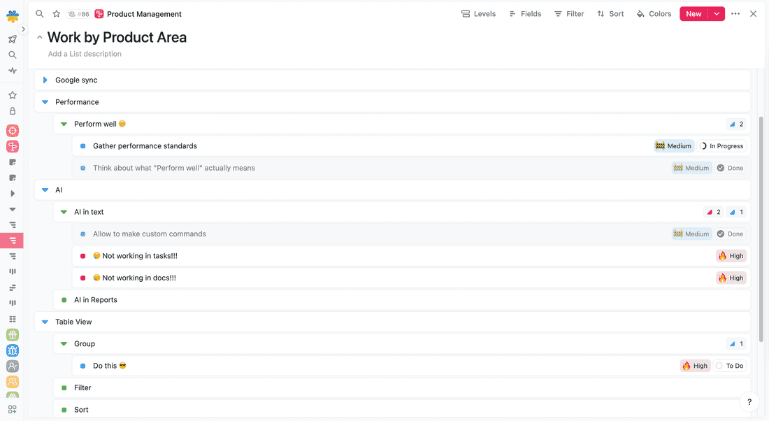 Hierarchical List in Fibery has unlimited depth.