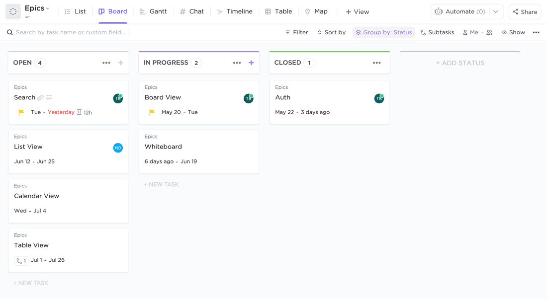 Board View is powerful, with full batch edit, but there are no horizontal lanes.