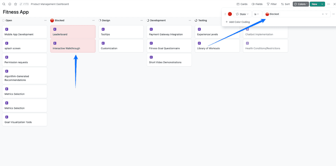 Blocked items should be clearly visible on your Kanban board