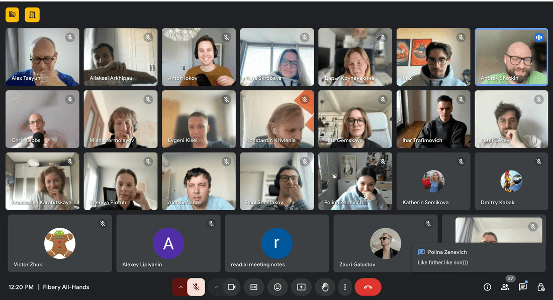 Fibery all-hands remote call.