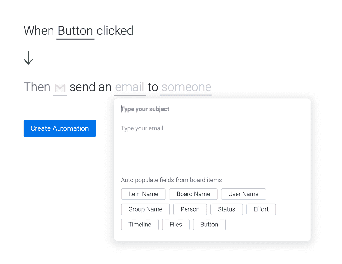 Action Button setup in Monday.