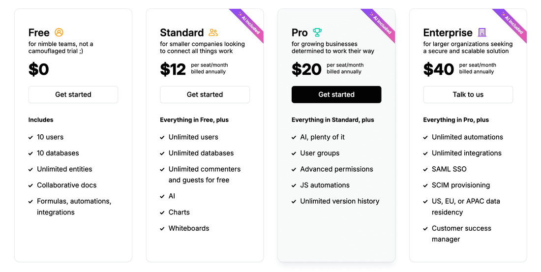 New pricing plans