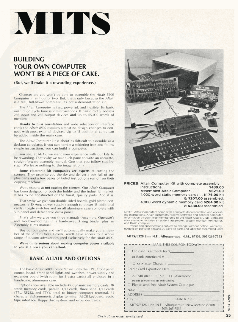 Altair 8800 (1975). Programming Altair using switches was not an easy task.