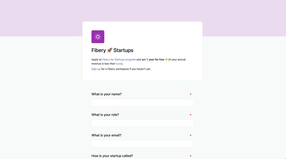 Share Form and send a link to anyone to fill and create new entites in Fibery.