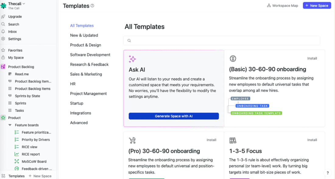 If creating workspaces from scratch is daunting, templates and AI are always there for the rescue.