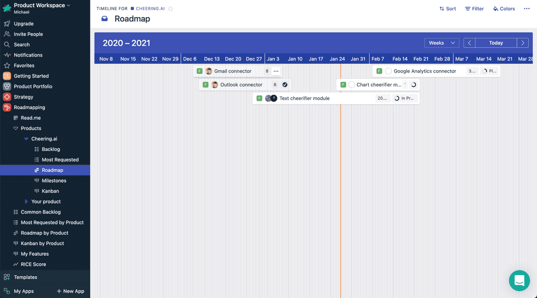 Roadmap in Fibery