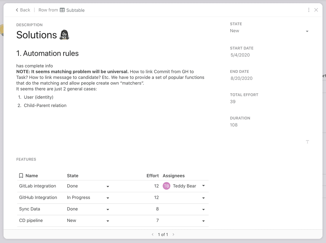 Entity View in Coda