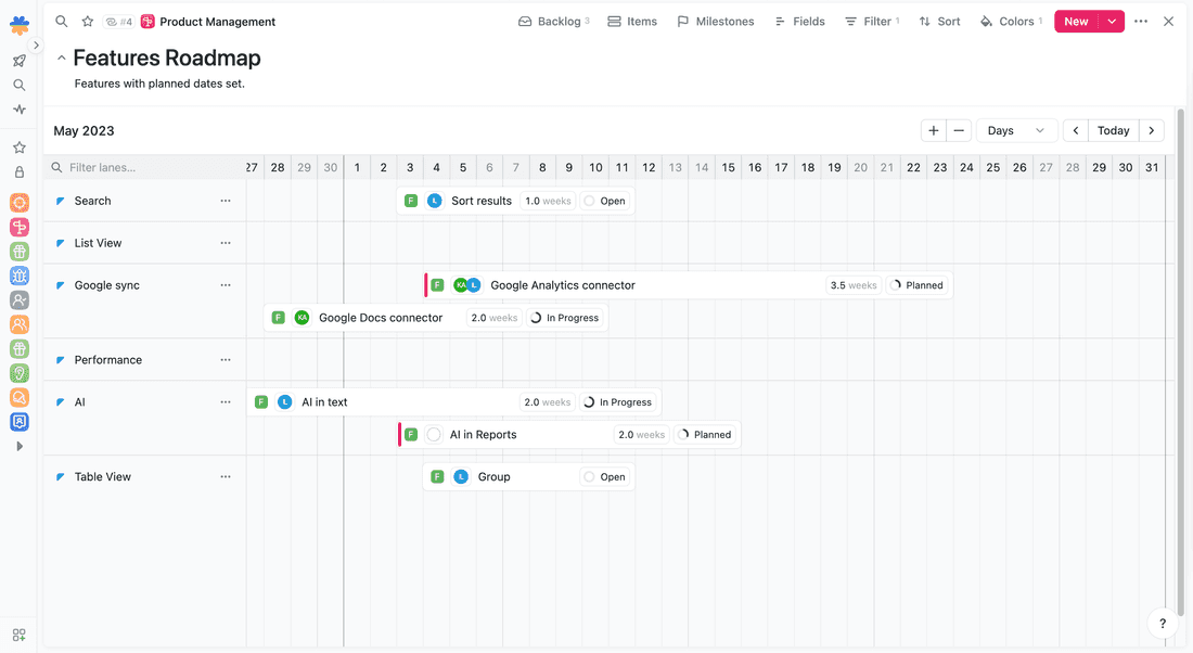 fibery roadmap