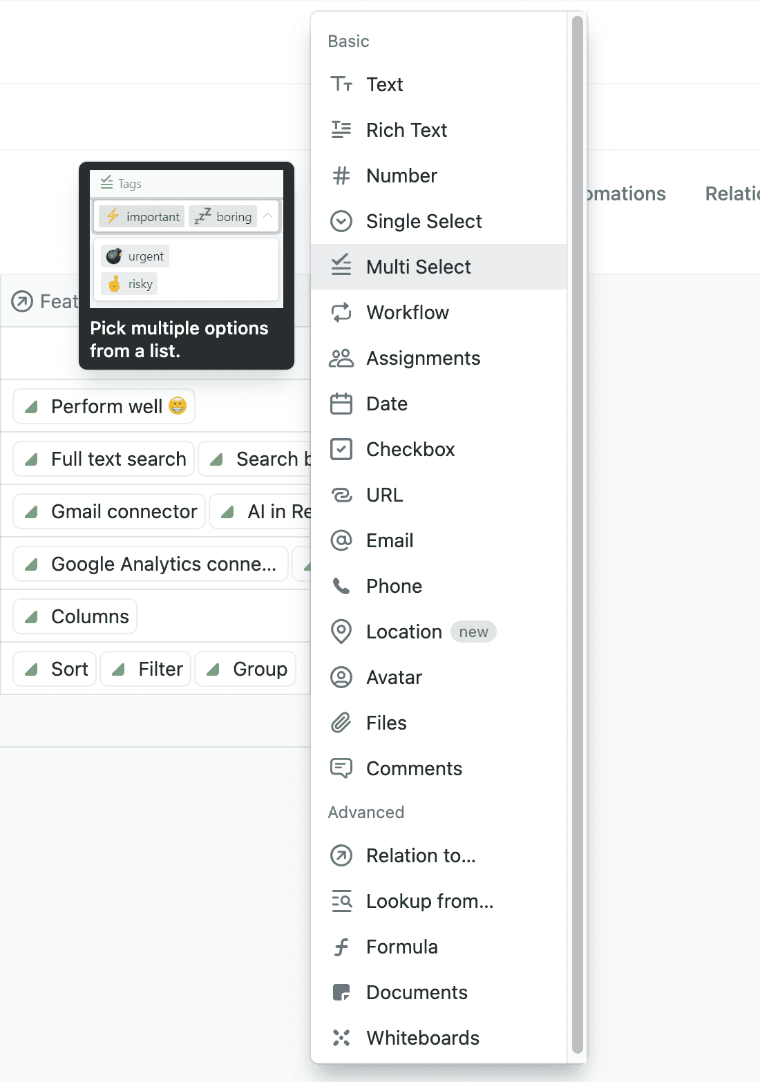 Fibery has many fields options as well.