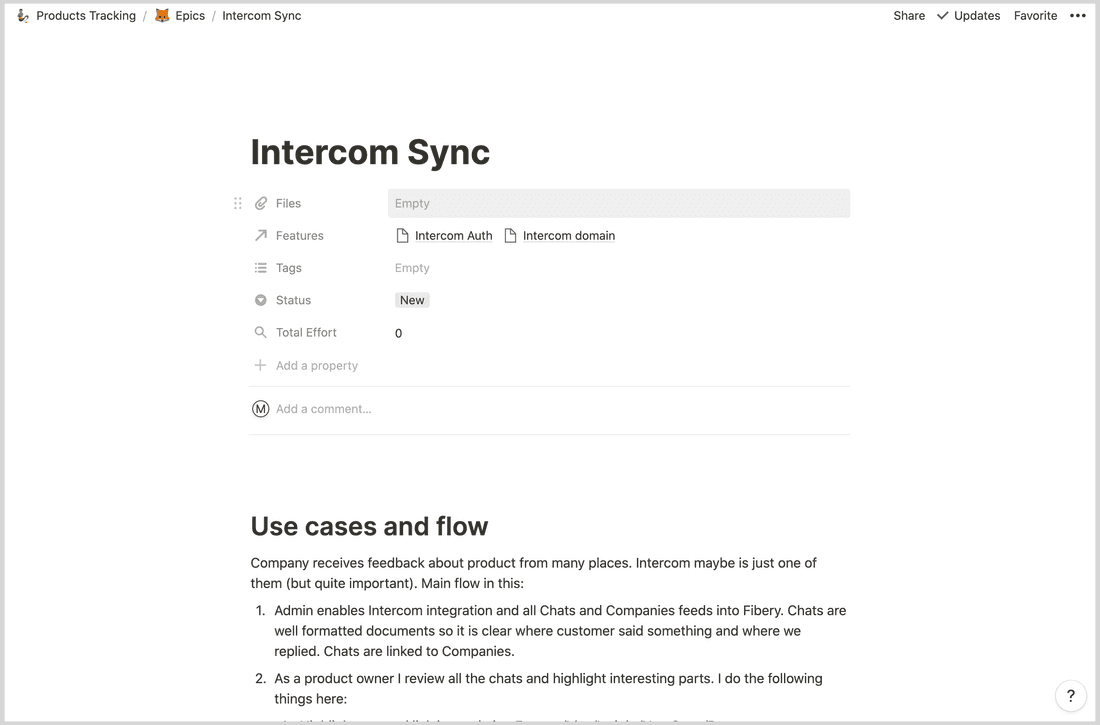 Entity View in Notion & Fibery.