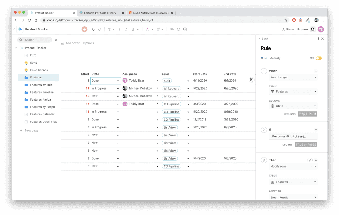 Coda Automation Rule on the right. Somehow it is not a pack, but lives in Settings. Not sure why, but at some point you just accept this.