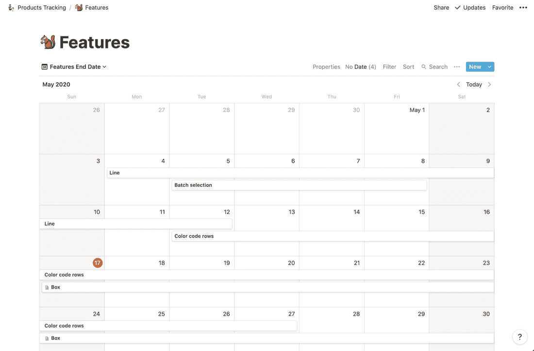 Calendar View in Notion and Fibery.