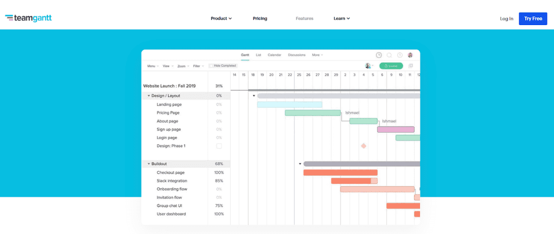 How else could we showcase TeamGantt than with a Gantt chart