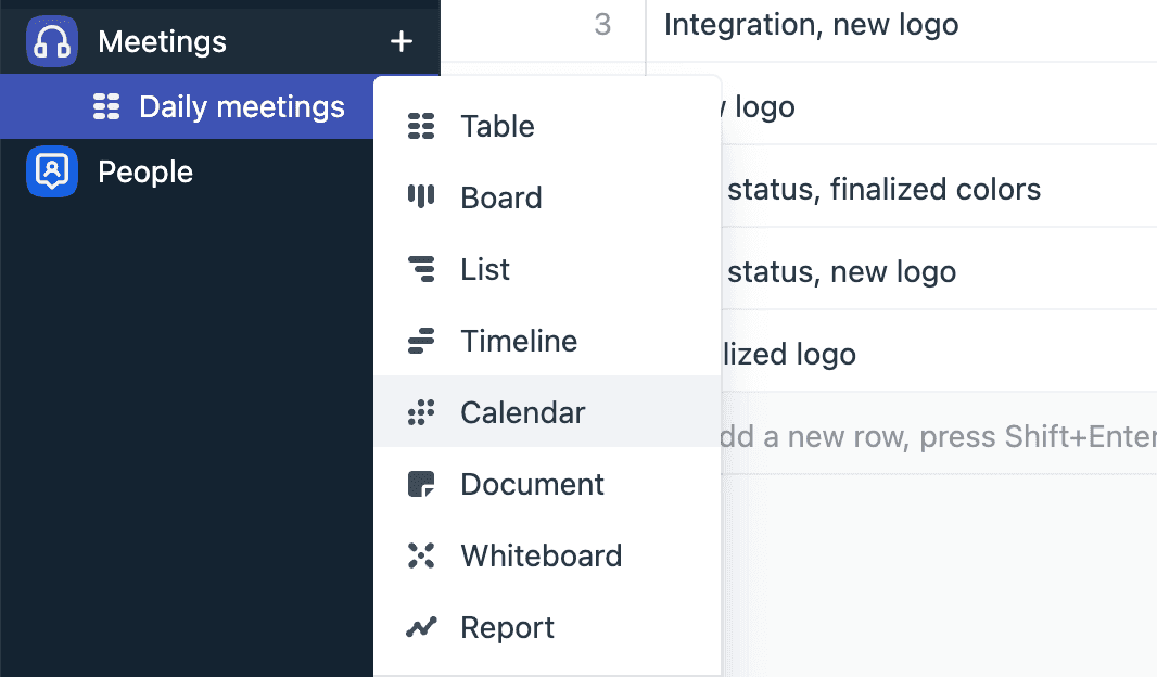 daily meetings calendar